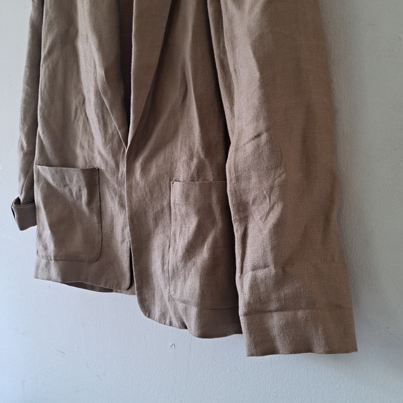 Lafayette 148 NY Greenish Brown Linen Collared Long Sleeve Jacket - S - Picture 5 of 7